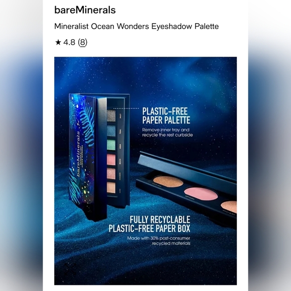 🎉HOST PICK🎉 NWT bareMinerals Mineralist Ocean Wonders Eyeshadow Palette - Picture 2 of 7